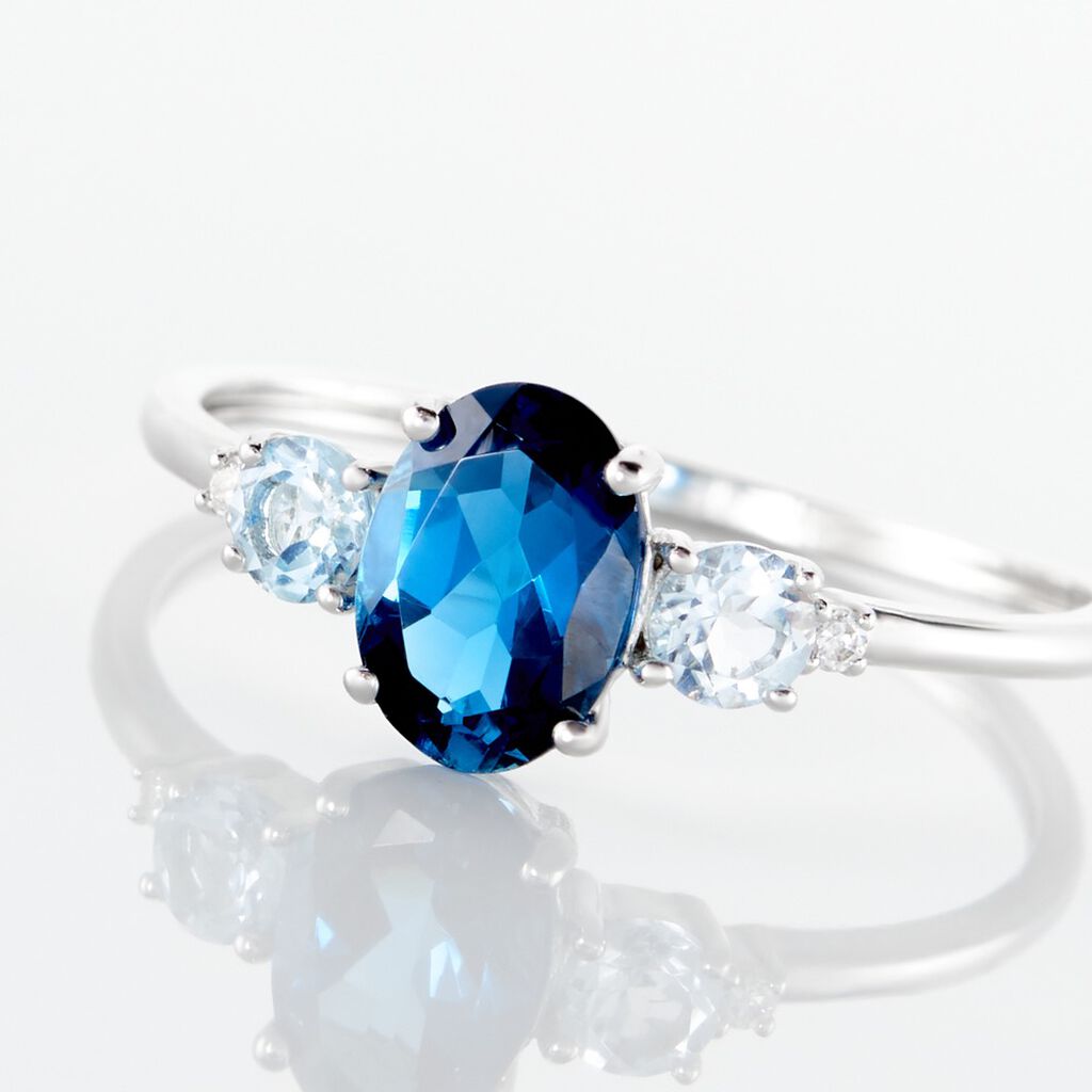 Bague Balthasar Or Blanc Topaze Topaze Oxyde - Bagues solitaires Femme | Histoire d’Or