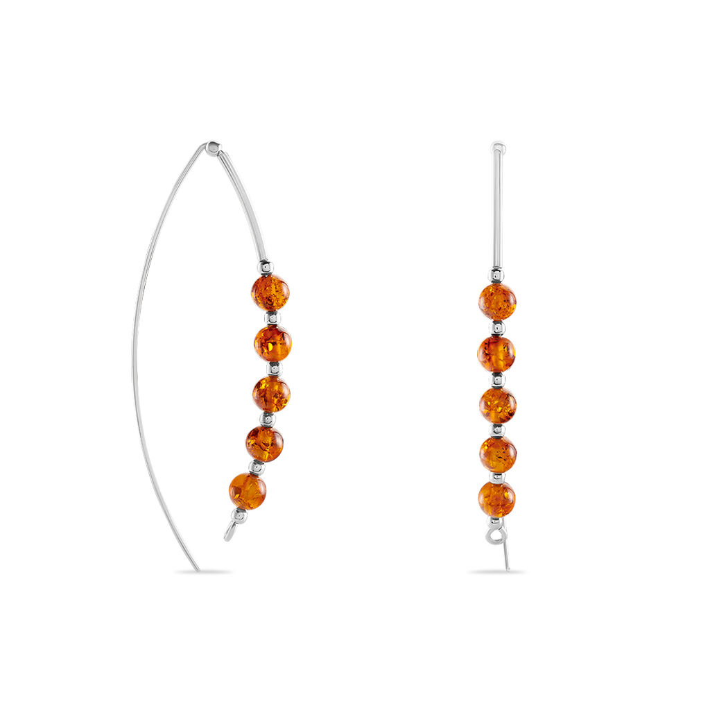 Boucles D'oreilles Pendantes Satu Argent Blanc Ambre - Boucles d'oreilles fantaisie Femme | Histoire d’Or