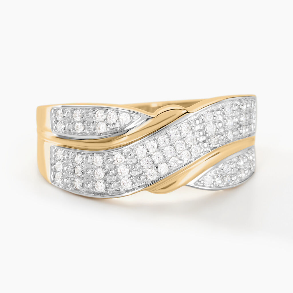 Bague Bandeau Or Jaune Oxyde De Zirconium - Bagues avec pierre Femme | Histoire d’Or