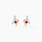 Boucles D'oreilles Puces Kirsten Or Jaune Rubis Et Diamant - Clous d'oreilles Femme | Histoire d&rsquo;Or