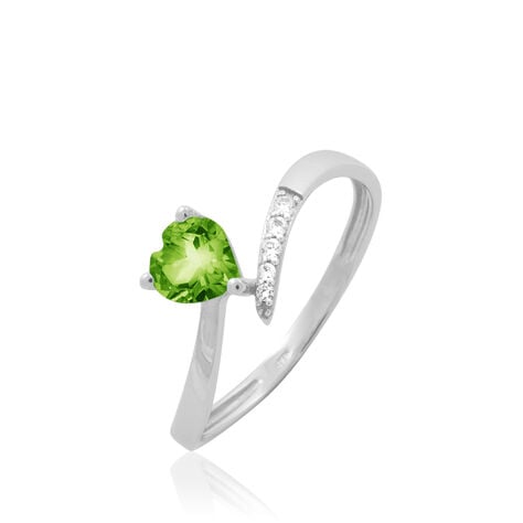 Bague Eva Or Blanc P&eacute;ridot Et Diamant - Bagues solitaires Femme | Histoire d&rsquo;Or