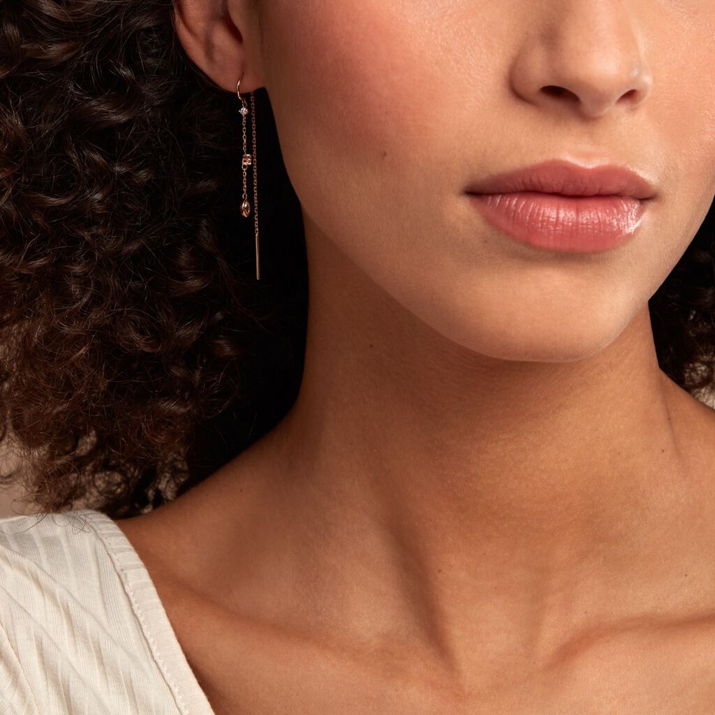 Boucles D'oreilles Pendantes Akoni Plaqué Or Jaune Oxyde De Zirconium - Boucles d'oreilles fantaisie Femme | Histoire d’Or
