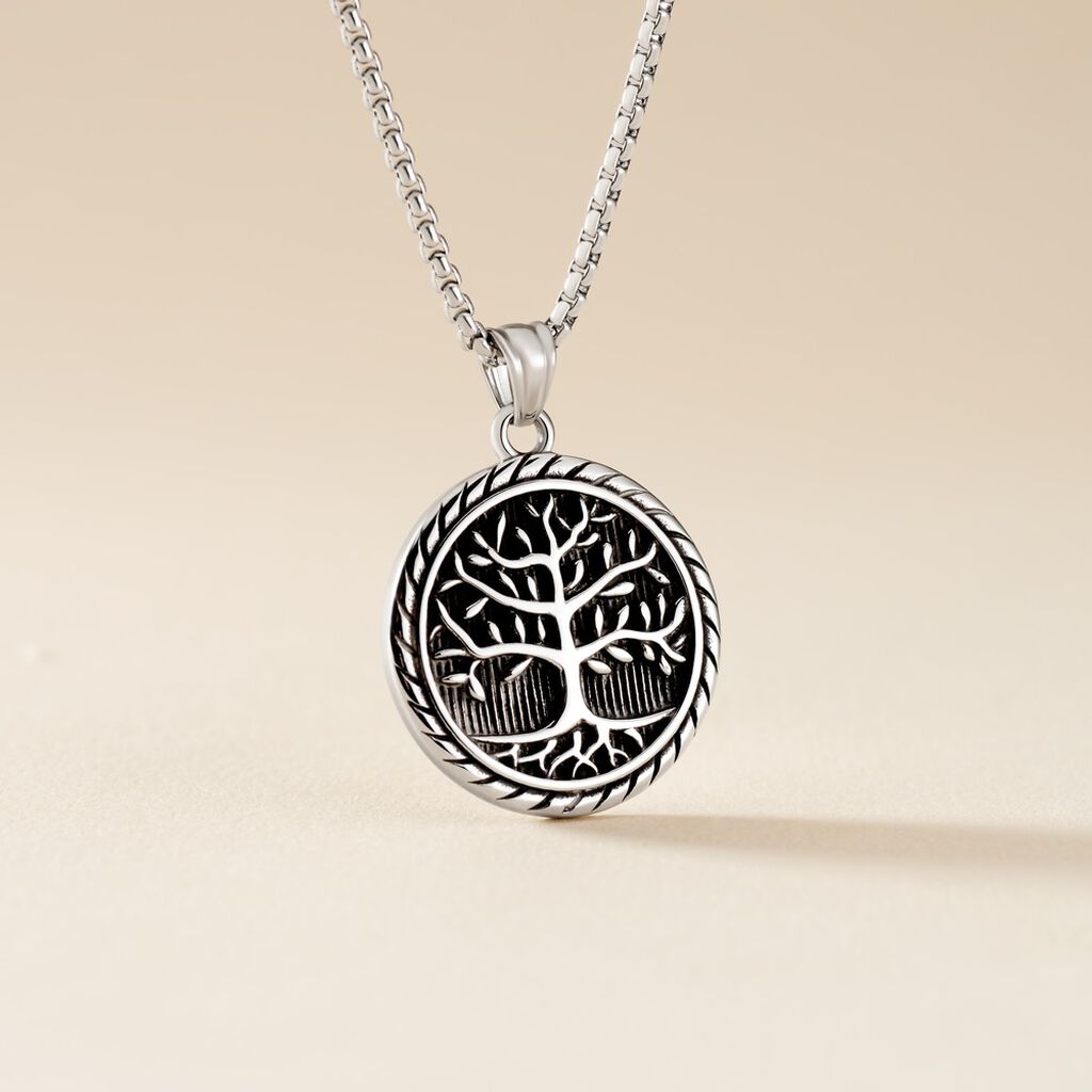 Collier Acier Vieillit Ron - Bijoux sans pierre Homme | Histoire d&rsquo;Or