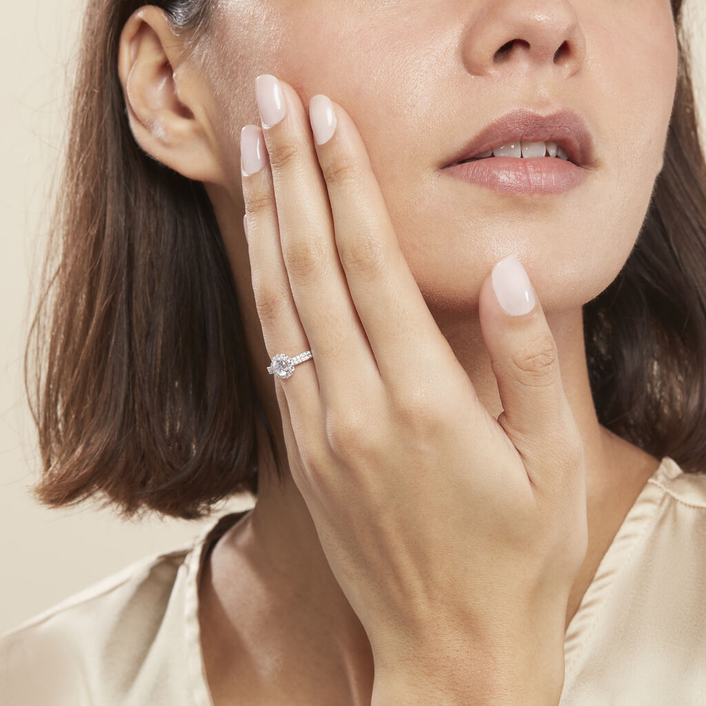Bague Solitaire Fathima Or Blanc Oxyde De Zirconium - Bagues solitaires Femme | Histoire d’Or