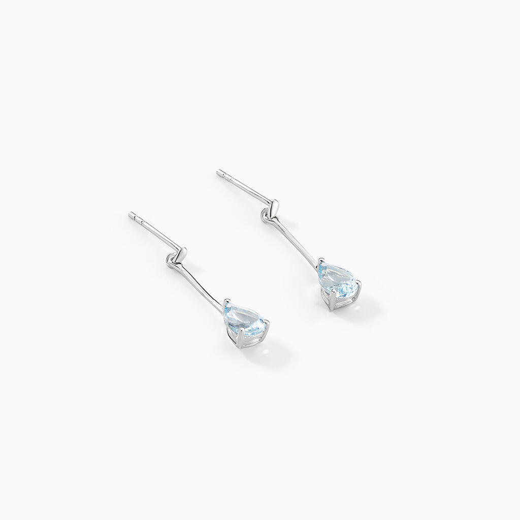 Boucles D'oreilles Pendantes Goutte Or Blanc Topaze - Boucles d'oreilles pendantes Femme | Histoire d’Or