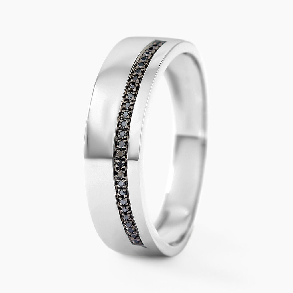 Bague Black Diamond Or Blanc Diamant - Bagues avec pierre Homme | Histoire d’Or