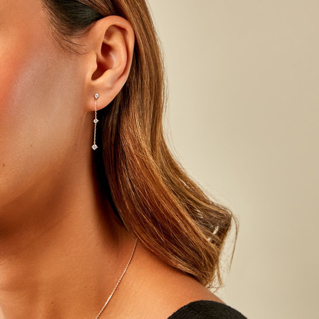 Boucles D'Oreilles Pendantes Madhav Or Jaune Diamant Synthétique - Boucles d'oreilles pendantes Femme | Histoire d’Or