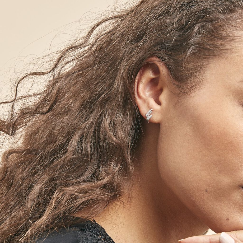 Boucles D'oreilles Puces Ainhoa Or Blanc Diamant - Clous d'oreilles Femme | Histoire d’Or
