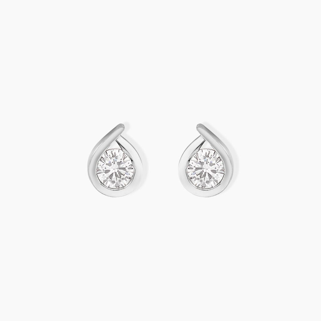 Boucles D'Oreilles Puces Grazia Argent Blanc Oxyde De Zirconium - Boucles d'oreilles fantaisie Femme | Histoire d&rsquo;Or