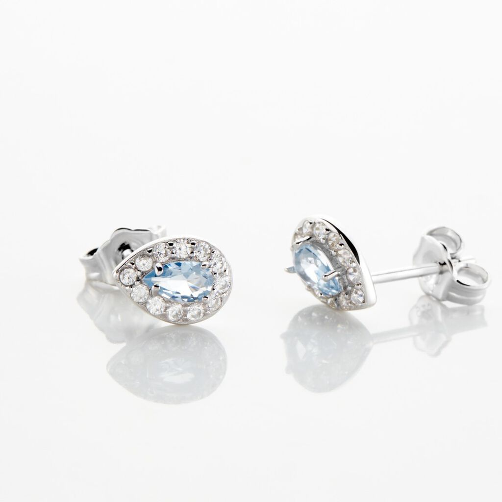 Boucles D'oreilles Puces Argent Blanc Tania Oxydes De Zirconium - Boucles d'oreilles fantaisie Femme | Histoire d’Or