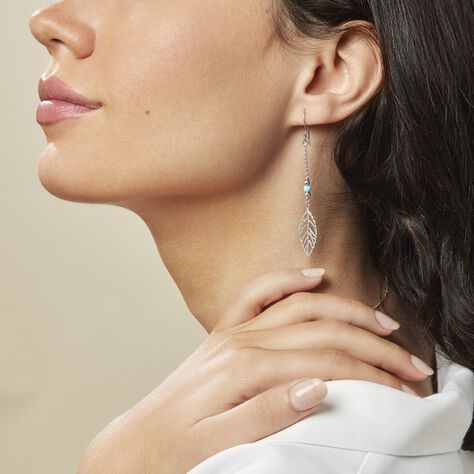 Boucles D'oreilles Pendantes Grethel Argent Blanc Turquoise - Boucles d'oreilles fantaisie Femme | Histoire d’Or
