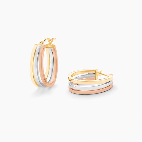 Créoles Iba Or Tricolore - Boucles d'oreilles créoles Femme | Histoire d’Or