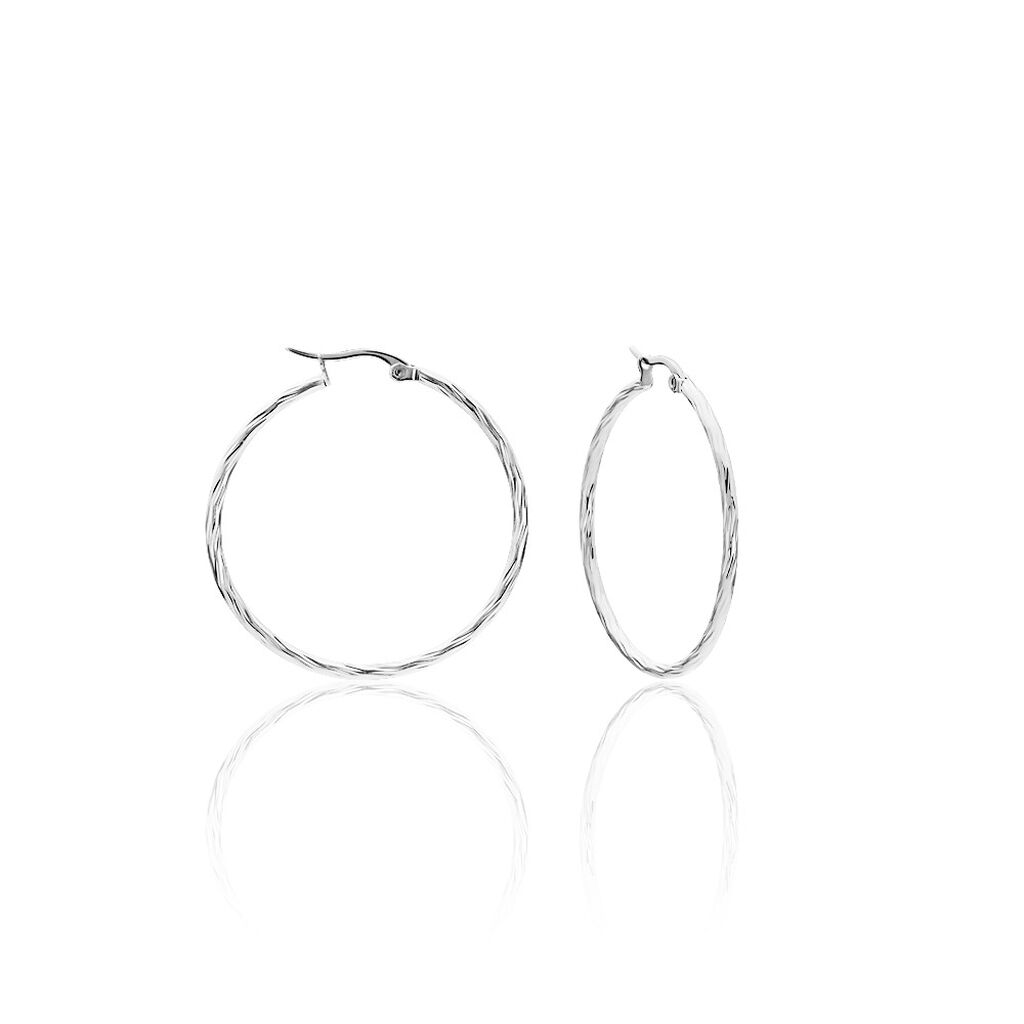 Cr&eacute;oles Esaias Acier Blanc - Boucles d'oreilles cr&eacute;oles Femme | Histoire d&rsquo;Or