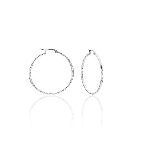 Cr&eacute;oles Esaias Acier Blanc - Boucles d'oreilles cr&eacute;oles Femme | Histoire d&rsquo;Or