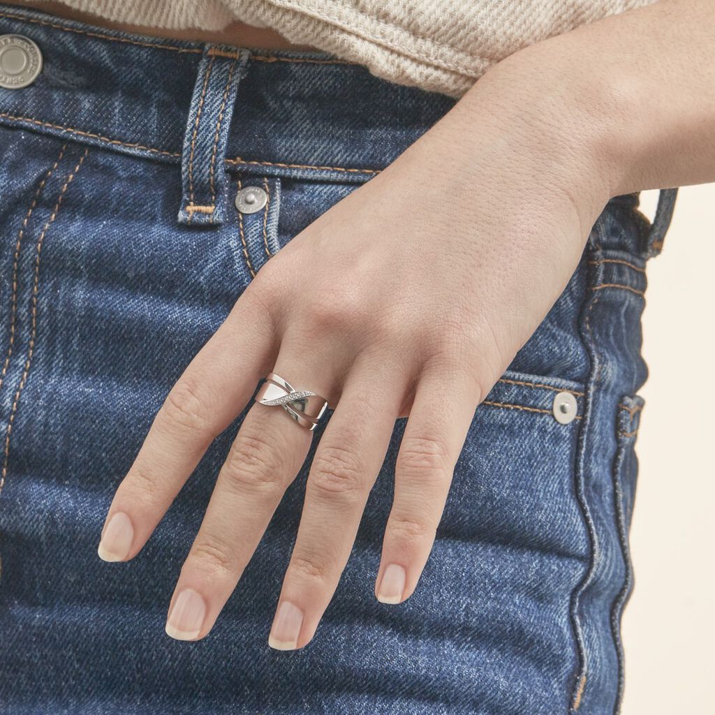 Bague Camomille Or Blanc Diamant - Bagues avec pierre Femme | Histoire d’Or