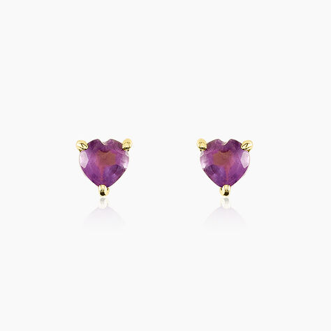 Boucles D'oreilles Puces Pasilla Or Jaune Améthyste - Clous d'oreilles Femme | Histoire d’Or