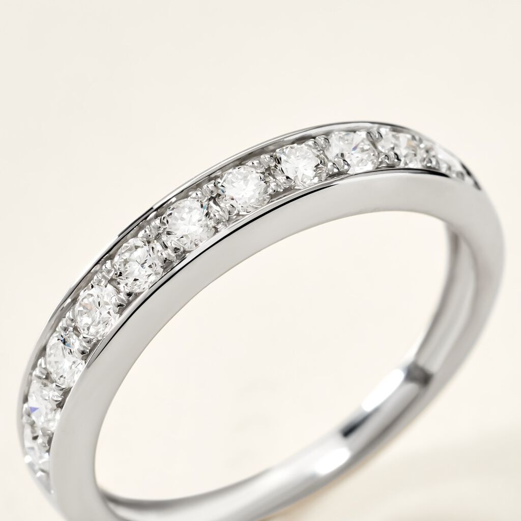Demi Alliance Rhea Platine Blanc Diamant - Alliances Femme | Histoire d&rsquo;Or