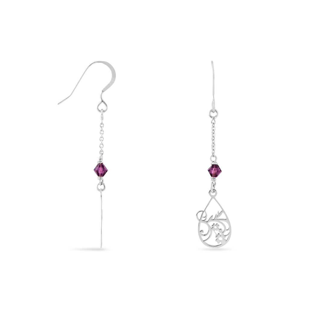 Boucles D'oreilles Pendantes Oumoul Argent Blanc Pierre De Synthese - Boucles d'oreilles fantaisie Femme | Histoire d’Or