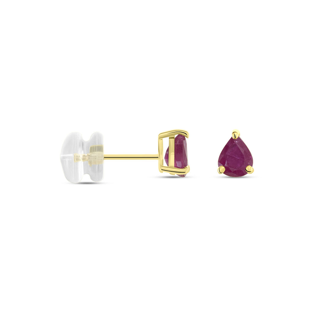 Boucles D'oreilles Puces Or Jaune Isador Rubis - Clous d'oreilles Femme | Histoire d’Or