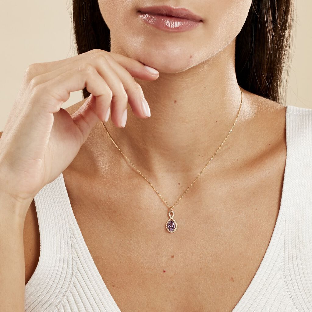 Collier Passion Or Jaune Amethyste Et Oxyde De Zirconium - Colliers Femme | Histoire d’Or