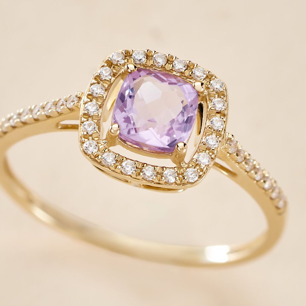 Bague Adrienna Or Jaune Améthyste Oxyde De Zirconium - Bagues solitaires Femme | Histoire d’Or