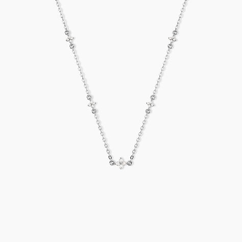 Collier Clova Argent Blanc Oxyde De Zirconium - Colliers fantaisie Femme | Histoire d&rsquo;Or