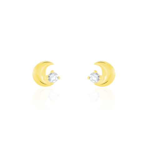 Boucles D'oreilles Puces Francoise-marie Lune Or Jaune Oxyde - Clous d'oreilles Femme | Histoire d’Or