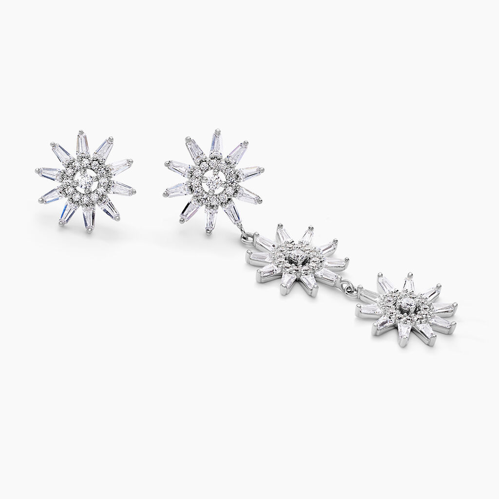 Boucles D'oreilles Pendantes Daisy Argent Blanc Oxyde De Zirconium - Boucles d'oreilles pendantes Femme | Histoire d’Or