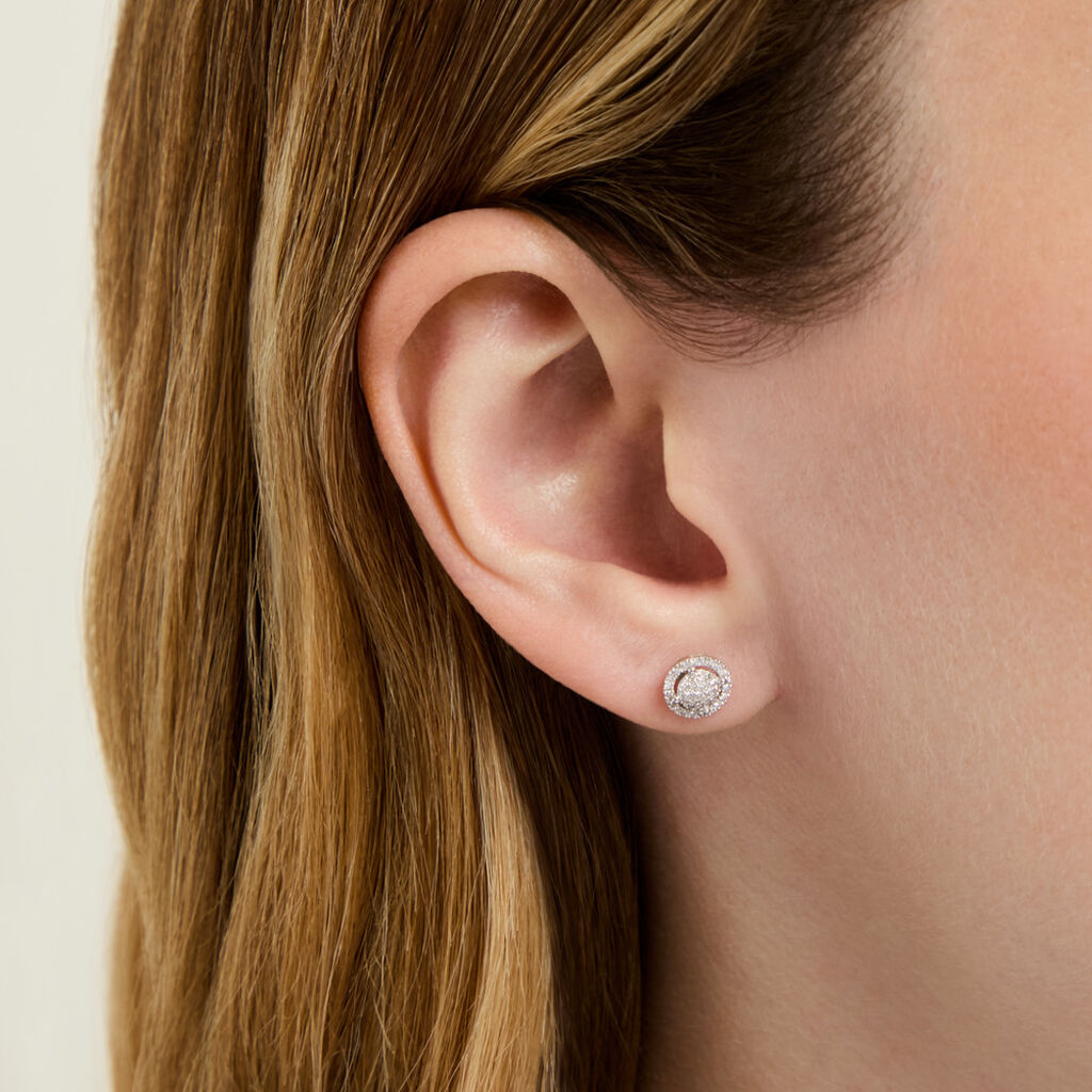 Boucles D'oreilles Puces Soleil D'hiver Or Blanc Diamant - Boucles d'oreilles pierres pr&eacute;cieuses Femme | Histoire d&rsquo;Or