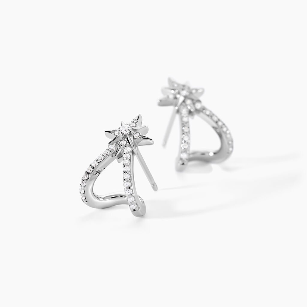 Boucles D'oreilles Puces Amabel Argent Blanc Oxyde De Zirconium - Boucles d'oreilles fantaisie Femme | Histoire d&rsquo;Or