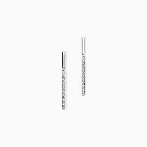 Boucles D'oreilles Puces Alayna Or Blanc Diamant - Boucles d'oreilles pendantes Femme | Histoire d&rsquo;Or