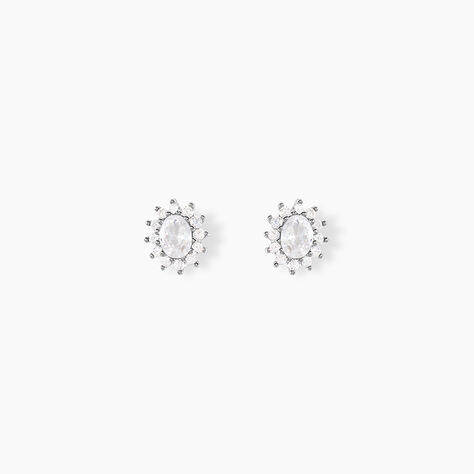Boucles D'oreilles Puces Oliviane Argent Blanc Oxyde De Zirconium - Collection Eté Femme | Histoire d’Or