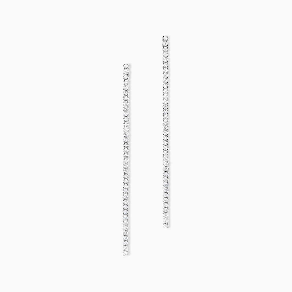 Boucles D'oreilles Pendantes Lou-anne Argent Blanc Oxyde De Zirconium - Boucles d'oreilles fantaisie Femme | Histoire d’Or