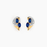 Boucles D'oreilles Puces Sakina Or Jaune Saphir Et Diamant Et Divers