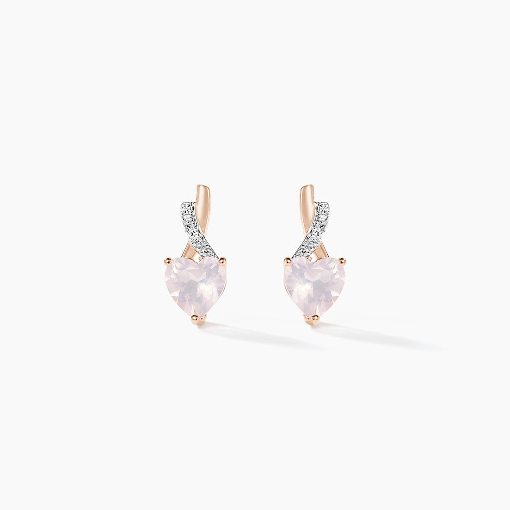 Boucles D'oreilles Puces Or Rose Clothilde Quartz - Clous d'oreilles Femme | Histoire d’Or