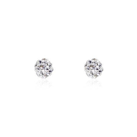 Boucles D'oreilles Puces Fidelia Boule Or Jaune Boules Cristal - Clous d'oreilles Femme | Histoire d’Or