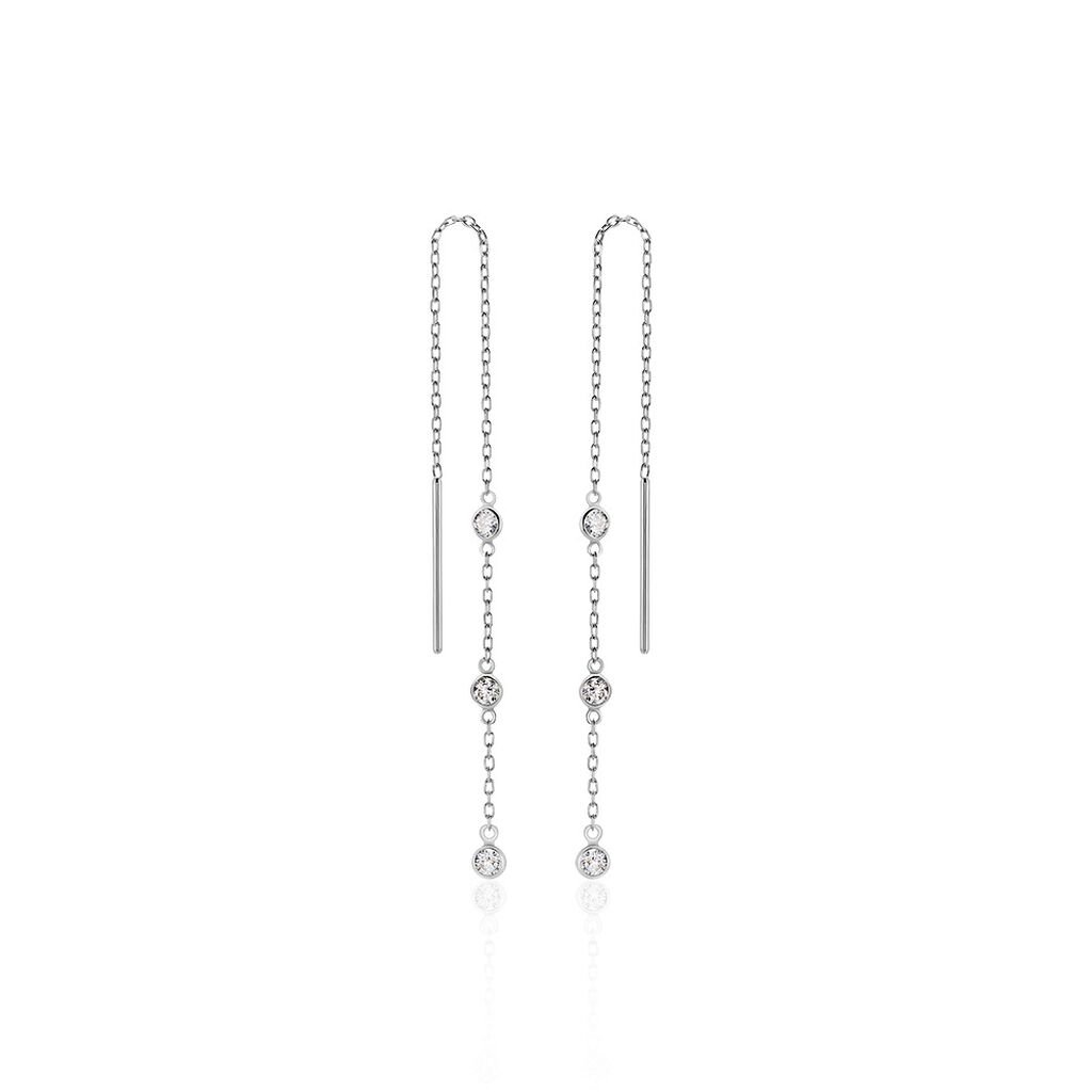 Boucles D'oreilles Pendantes Themis Argent Blanc Oxyde De Zirconium - Boucles d'oreilles fantaisie Femme | Histoire d’Or
