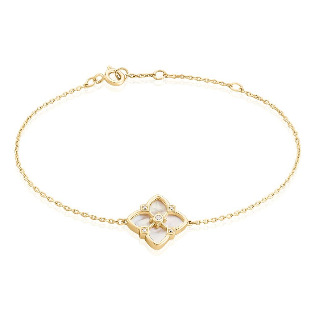 Bracelet Cassian Plaque Or Doré Nacre Oxyde De Zirconium - Bracelets Femme | Histoire d’Or