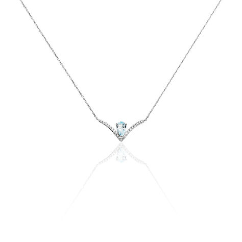 Collier Marlene Or Blanc Topaze Et Oxyde De Zirconium - Colliers Femme | Histoire d’Or