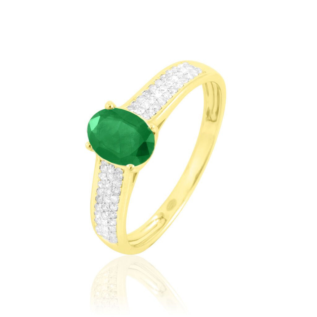 Bague Crista Or Jaune Emeraude Et Diamant - Bagues solitaires Femme | Histoire d&rsquo;Or