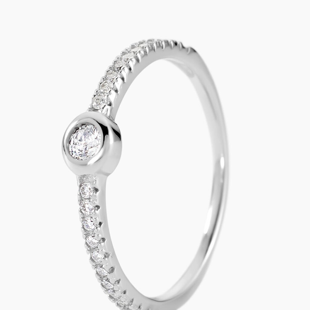 Bague Maryne Argent Blanc Oxyde De Zirconium - Bagues solitaires Femme | Histoire d&rsquo;Or