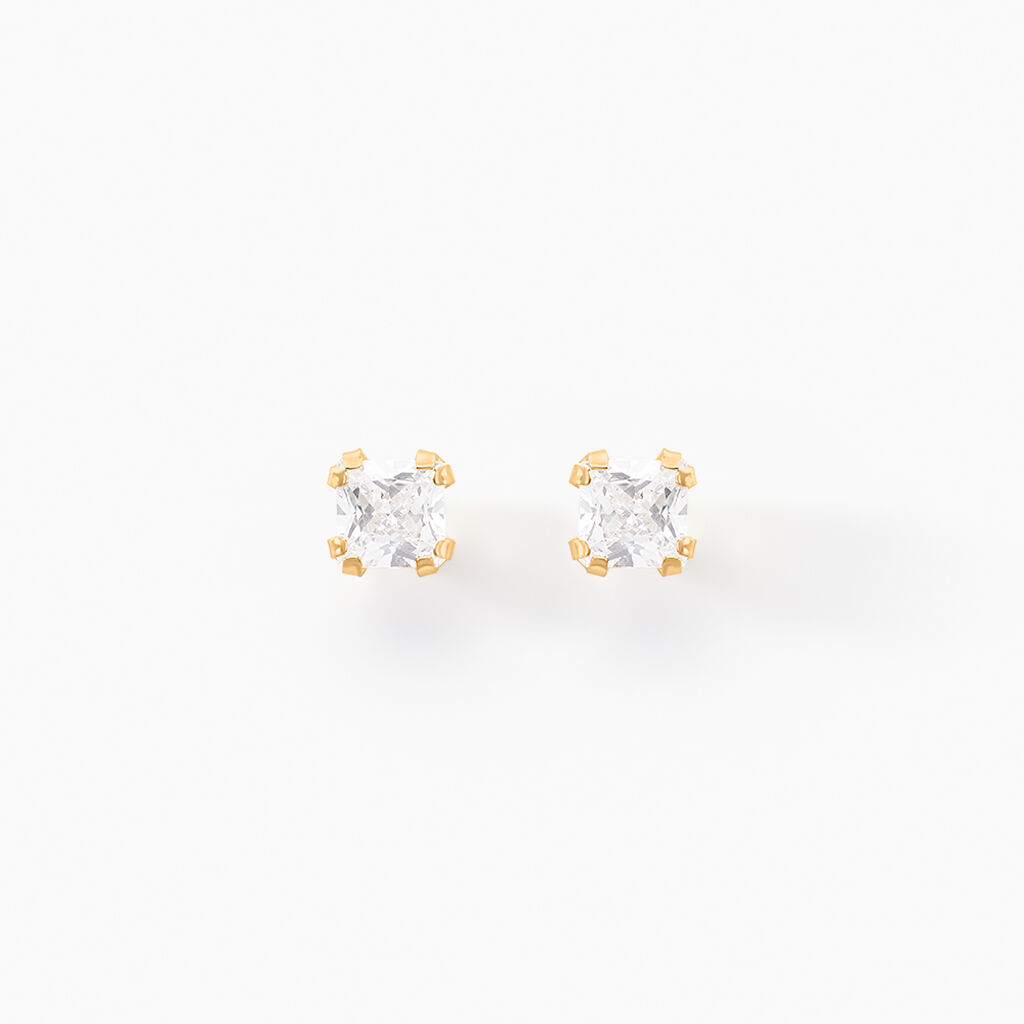 Boucles D'oreilles Puces Doreen Or Jaune Oxyde De Zirconium - Clous d'oreilles Famille | Histoire d’Or