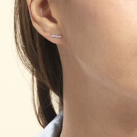 Boucles D'oreilles Puces Dahina Or Blanc Oxyde De Zirconium - Clous d'oreilles Femme | Histoire d’Or