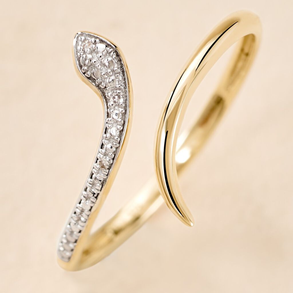 Bague Snake Or Jaune Diamant - Bagues avec pierre Femme | Histoire d’Or