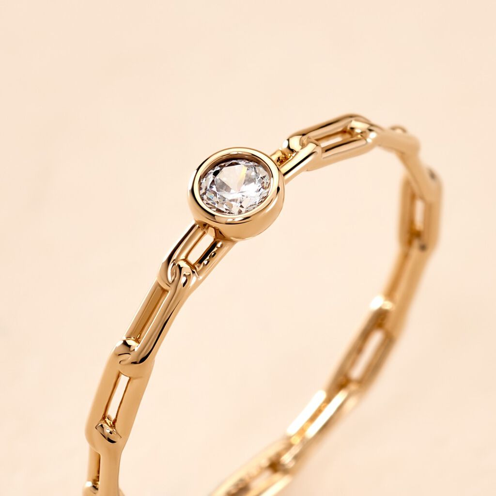 Bague Grady Plaqu&eacute; Or Jaune Oxyde De Zirconium - Bagues solitaires Femme | Histoire d&rsquo;Or