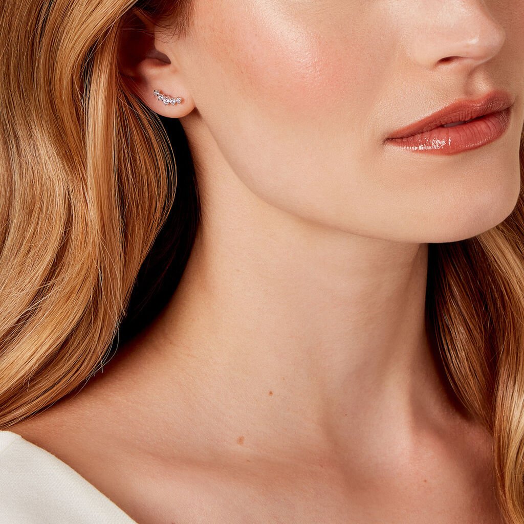 Boucles D'oreilles Puces Elinore Argent Blanc Oxyde De Zirconium - Nouveautés Femme | Histoire d’Or