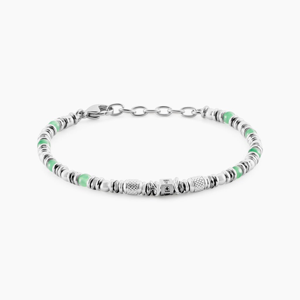 Bracelet Cliff Acier Gris Aventurine H&eacute;matite Oxyde De Zirconium - Bracelets Homme | Histoire d&rsquo;Or