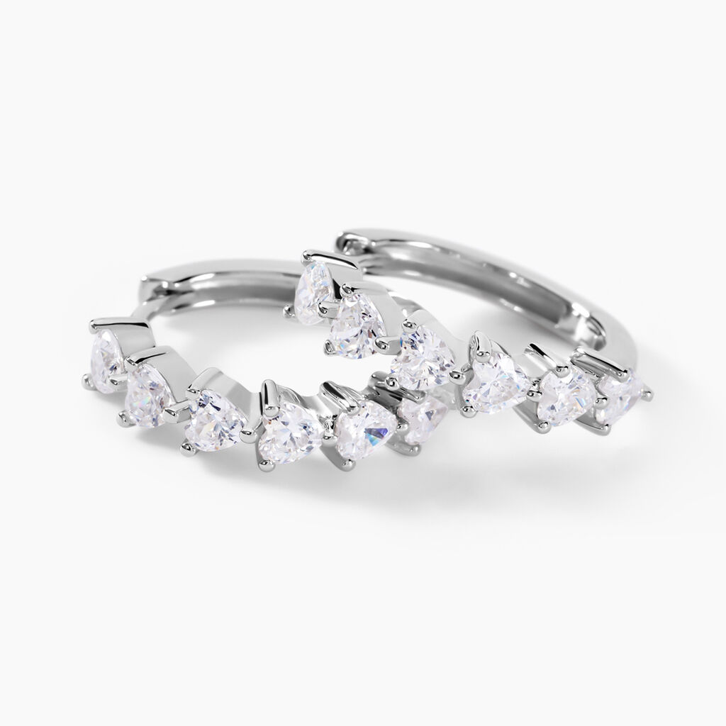 Créoles Roanne Argent Blanc Oxyde De Zirconium - Boucles d'oreilles créoles Femme | Histoire d’Or