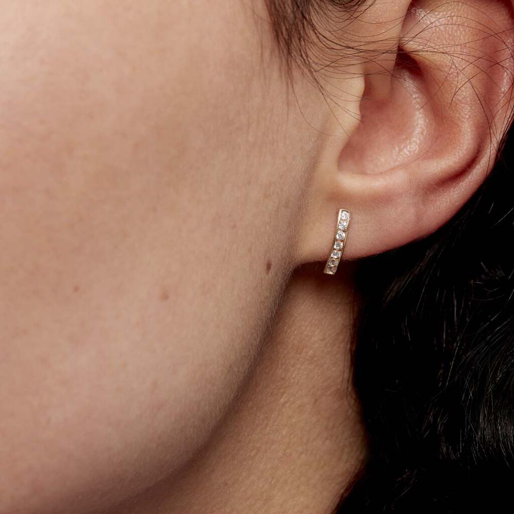 Boucles D'oreilles Jacoba Rondes Or Jaune Oxyde De Zirconium - Boucles d'oreilles créoles Femme | Histoire d’Or
