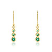 Boucles D'oreilles Pendantes Josephine Or Jaune Emeraude